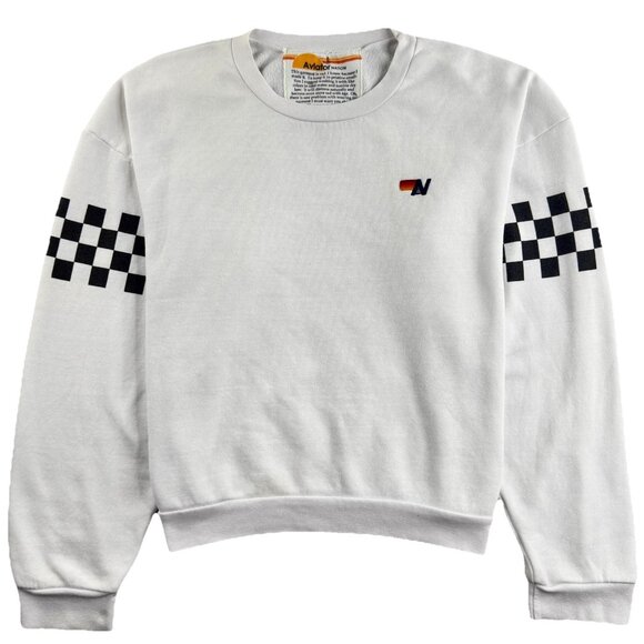 Aviator Nation Other - Aviator Nation Check 2 Sleeve Relaxed Crew Sweatshirt Unisex Large White